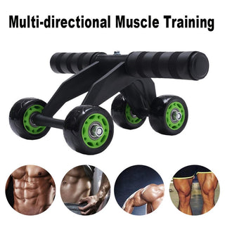 Multi-directional Muscle Training - An exercise roller with black and green components for a full-body workout and muscle toning.