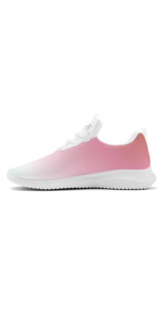 Stylish women's pink and white lace-up running shoes from the K-AROLE fashion brand, featuring a sleek and trendy design for active and casual wear.