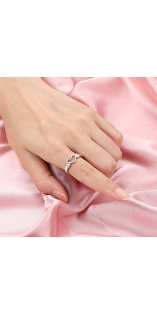 Romantyczny uścisk dłoni w kształcie serca modny pierścionek dla kobiet para biżuteria kolor srebrny punkowy gest ślub mężczyźni akcesoria na palce prezenty