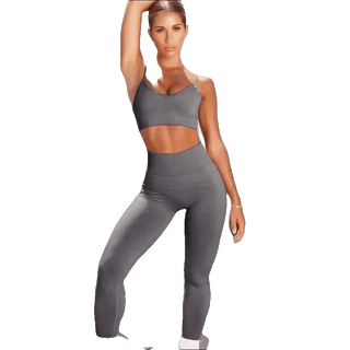 Knitted Two - Piece Suit Women Yoga Clothing Sports pant spring summer outfits 2024s Bra Fitness Clothes - K - AROLE