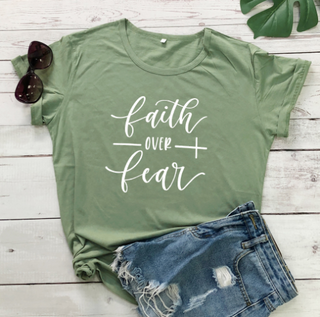 Faith Over Fear Christian T-Shirt Religion Clothing For Women Faith Shirt K-AROLE