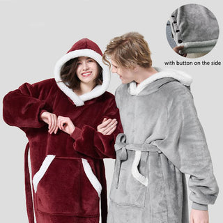 Cozy Winter Sherpa Pullover - Oversized Hooded Blanket Coat K-AROLE