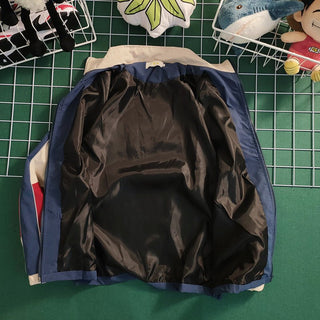 Retro Colorblock Patchwork Baseball Jacket - K - AROLE