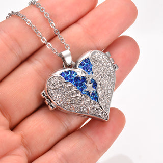 Heart-shaped Diamond Openable Photo Box Commemorative Pendant Necklace K-AROLE