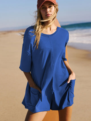 Colorful woman's casual beach outfit in photo