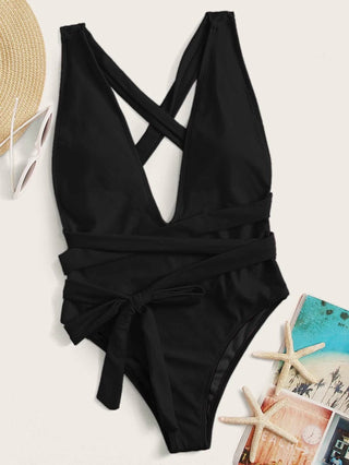 Front View of Vintage-Inspired One-Piece Swimsuit - Classic Charm on Display