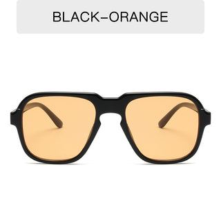 Stylish vintage-inspired sunglasses with large, bold rims in a classic black-orange color scheme. These sunglasses feature a durable, fashionable frame perfect for everyday wear or driving.