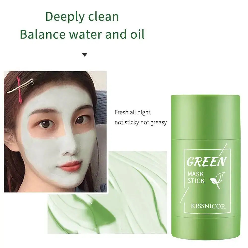 Face Clean Mask Green Tea Cleansing Stick Smear Acne Shrink