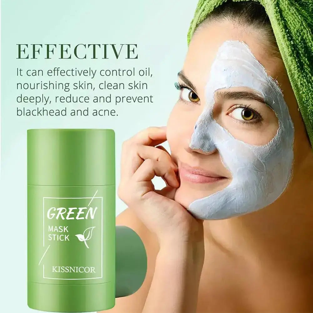 Face Clean Mask Green Tea Cleansing Stick Smear Acne Shrink