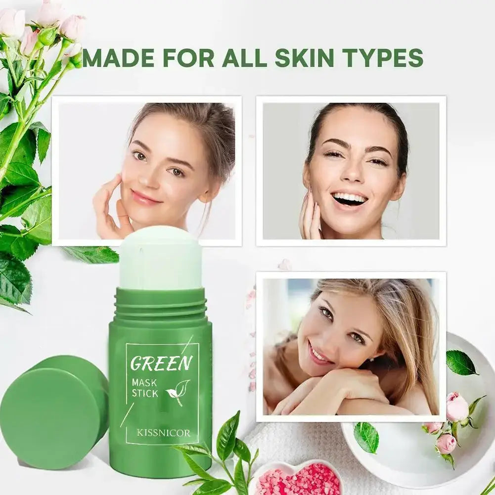 Face Clean Mask Green Tea Cleansing Stick Smear Acne Shrink