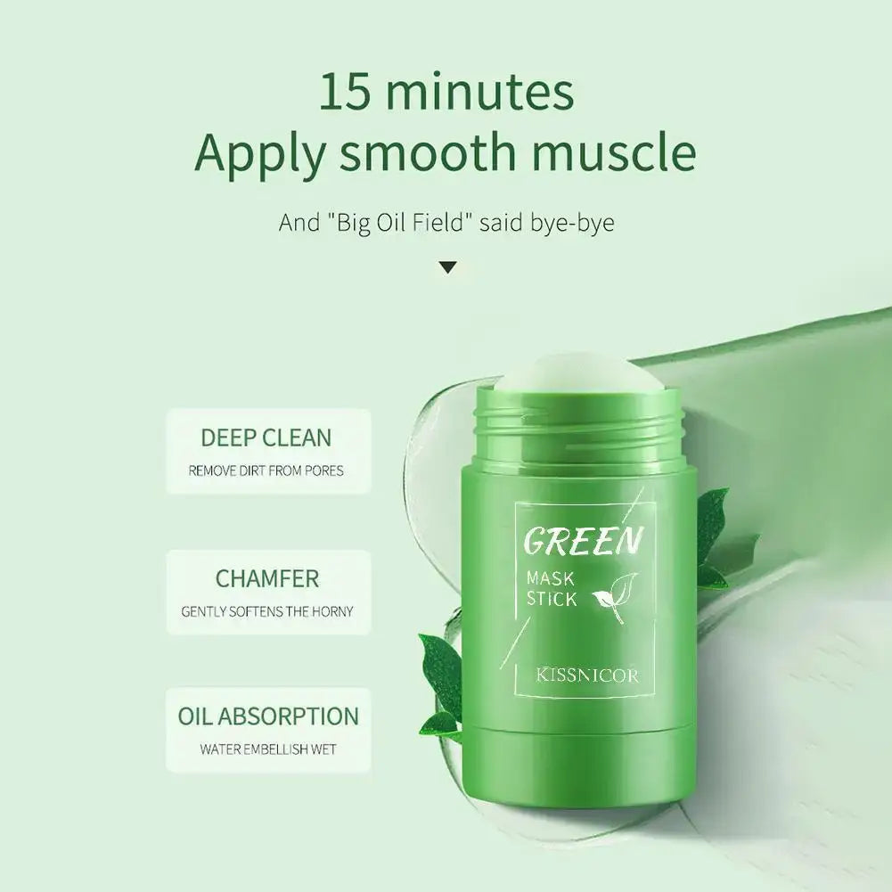 Face Clean Mask Green Tea Cleansing Stick Smear Acne Shrink