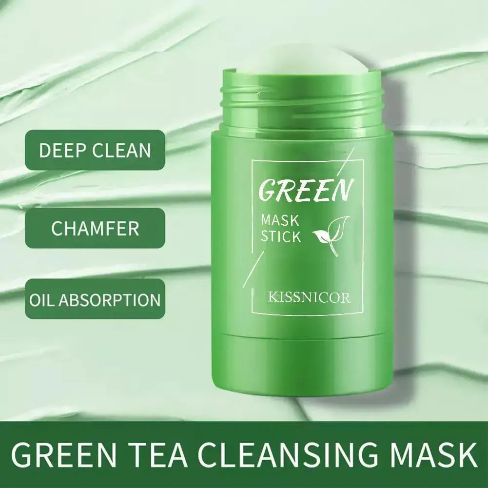 Face Clean Mask Green Tea Cleansing Stick Smear Acne Shrink