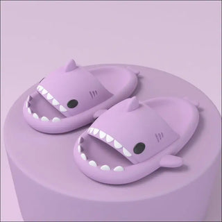 Adult's Slippers Indoor Outdoor Funny Shark Cartoon - K - AROLE