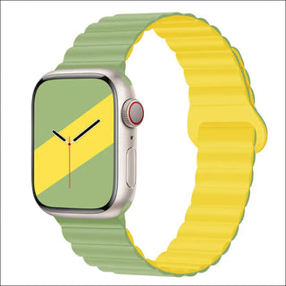 Band Silicone Magnetic Watch Strap - Mint With Light Yellow