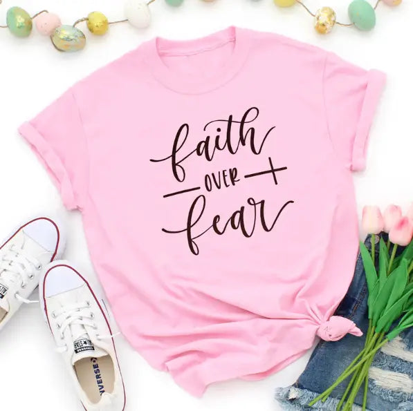 Faith Over Fear Christian T-Shirt Religion Clothing