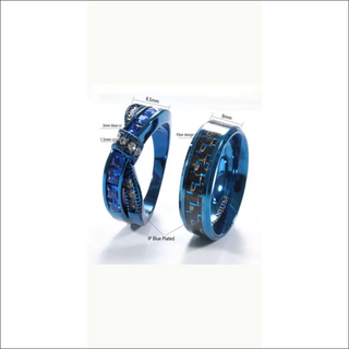 Captivating Blue Titanium Stainless Steel Couple Rings