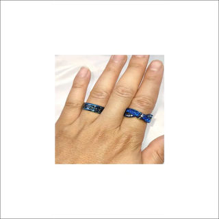 Captivating Blue Titanium Stainless Steel Couple Rings