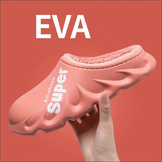 Home Slippers EVA Waterproof Warm Plush Indoor Shoes Couple