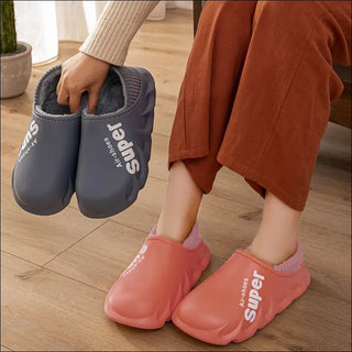 Home Slippers EVA Waterproof Warm Plush Indoor Shoes Couple