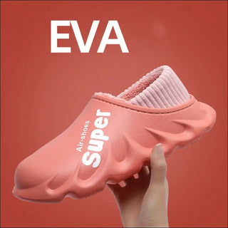 Home Slippers EVA Waterproof Warm Plush Indoor Shoes Couple