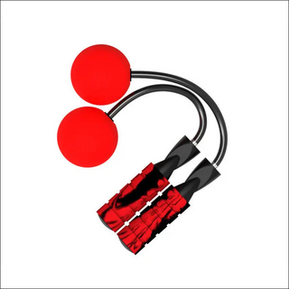 Adjustable Jump Rope with Weighted Cordless Design, Vibrant Red Grip Discs, Sturdy Black Casing for Fitness Training