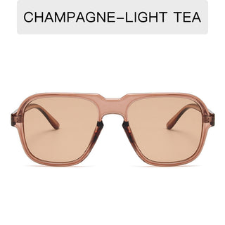 Vintage Oversized Square Sunglasses with Large Rims in Champagne-Light Tea color