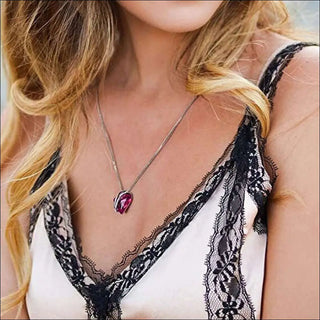 Elegant Fuchsia Heart Pendant Necklace - Rose