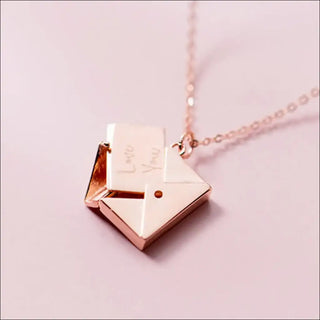 Elegant rose gold love letter envelope pendant necklace from K-AROLE