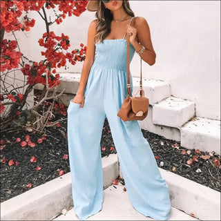 Elegant Women’s Pastel Pink Jumpsuit with Flared Pants