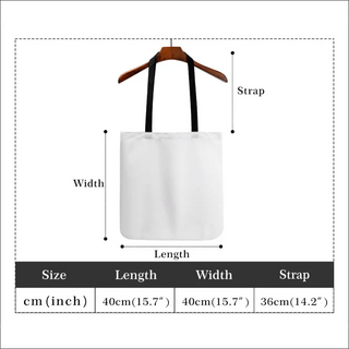 Stylish women's white tote bag with brown leather strap, showcasing product dimensions and measurements on the image.