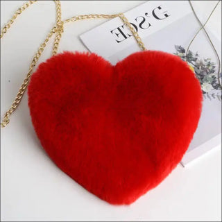 Enchanting Plush Heart-Shaped Shoulder Bag - Red - clothes