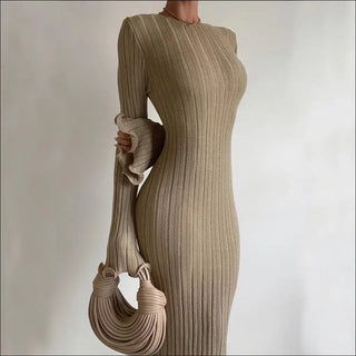 Fashion Slim Long-sleeved Ruffled Long Dress Sexy