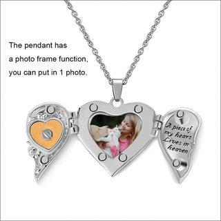 Heart-shaped Diamond Openable Photo Box Commemorative Pendant Necklace K-AROLE