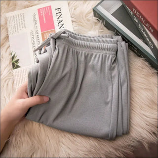 High Waisted And Draped Student Casual Pants - Gray / L