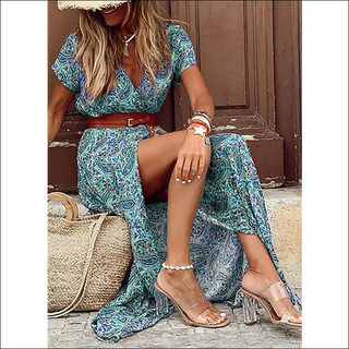 K-AROLE™️ Bohemian-Inspired Maxi Dress with Waist Trim