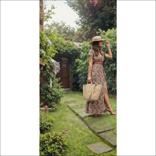 K-AROLE™️ Bohemian-Inspired Maxi Dress with Waist Trim