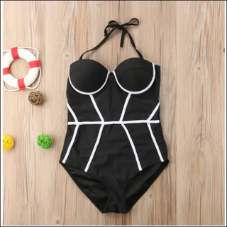 K - AROLE™️ Elegant Black and White Contrast One - Piece Swimsuit - K - AROLE