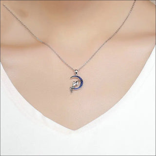 K-AROLE™️ Elegant Blue Moon and Anchor Pendant Necklace