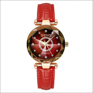 K-AROLE™️ Elegant Two-Tone Ladies Analog Watch - Red leather