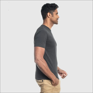 Versatile gray crew neck tee - essential wardrobe staple for modern casual style