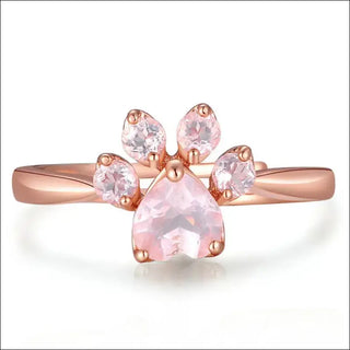 Women'S Rosegold Plated Cute Cat Paw Shape Inlaid AAA Zircon Open Style Ring Adjustable Fashion Jewelry Gifts R0298