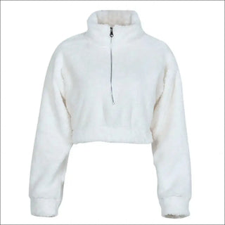 Pullover Faux Fur Women Sweatshirt Graceful Comfy Elegant Pure Color Plush Sweatshirt