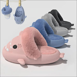 Winter Shark Slippers Detachable Warm Fuzzy Bedroom House