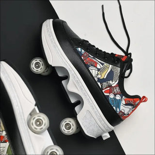 K - AROLE™️ Retro Roller Skates with Flashing Wheels - Futuristic Deformation Sneakers - K - AROLE