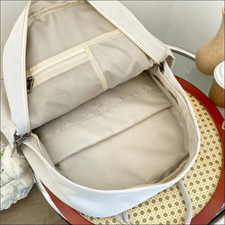 K-AROLE™️ Stylish Cream Backpack With Dual Zippers