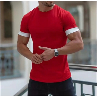 New Casual Sports Fitness Solid Color Round Neck T-shirt -