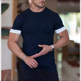 New Casual Sports Fitness Solid Color Round Neck T-shirt -