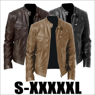 Smart leather jacket with zipper pockets and decorative design. Stylish outerwear for trendy fashion-forward individuals. Available in a range of sizes and colors to complement any wardrobe.