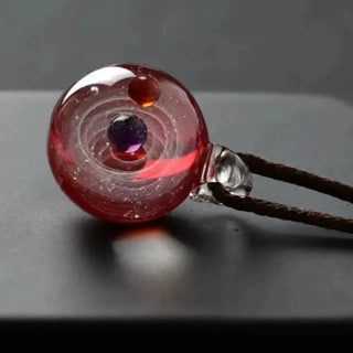 K-AROLE Universe Glass Bead Planets Pendant Necklace Galaxy