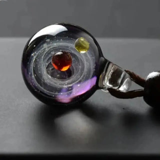 K-AROLE Universe Glass Bead Planets Pendant Necklace Galaxy